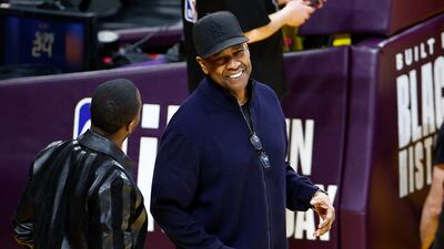Actor Denzel Washington at the NBA game between the Los Angeles Lakers and Oklahoma City Thunder at Crypto.com Arena in California. AFP