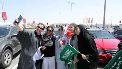 Bahraini and Saudi women celebrate the lifting of the driving ban on women in east Saudi Arabia. Reuters