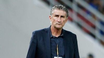 Edgardo Bauza, the UAE manager, looks on as his team play out a 1-1 draw in a 2018 World Cup qualifying match against Thailand in Bangkok. Jorge Silva / Reuters
