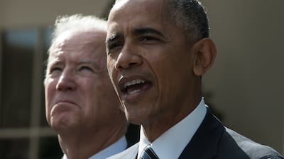 Barack Obama and Joe Biden at the White House in November 2016. AFP