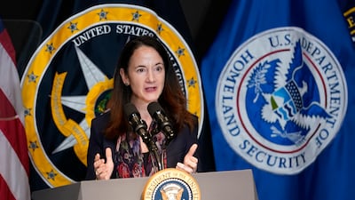 The Director of National Intelligence Avril Haines introduces President Joe Biden during a visit to the Office of the Director of National Intelligence in McLean, the US. AP Photo / Susan Walsh