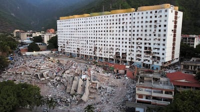 Rescue work at the site of a collapsed building in the Mision Vivienda government housing project in Los Cocos, La Guaira. Reuters