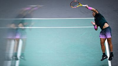 Rafael Nadal serves in Paris. AFP