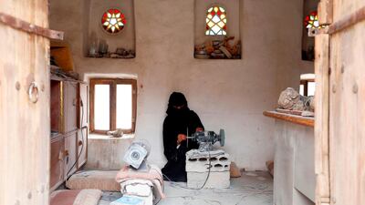 Safa al-Faqih crafts a stone in the old city of the capital, Sanaa, on April 18, 2018. Mohammed Huwais / AFP Photo
