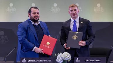 UAE Minister of Investment Mohamed Alsuwaidi and US Under Secretary Jacob Helberg. Photo: Wam