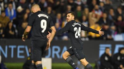 Dani Ceballos celebrates scoring Real Madrid's fourth and final goal. Reuters