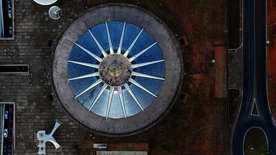 A drone shows the Cathedral of Brasilia designed by Brazilian architect Oscar Niemeyer in Brasilia. Reuters