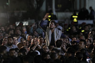 People protest in support of Palestinians in Gaza, amid the continuing conflict between Israel and Gaza, near the Israeli embassy in Amman, Jordan. Reuters