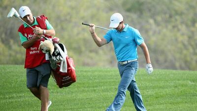 Rory McIlroy showing some frustration on Sunday. Andrew Redington / Getty Images