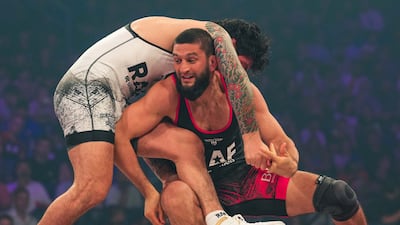 Khamzat Chimaev, right, will headline RAF Abu Dhabi when the wrestling promotion debuts in the UAE in November. Photo: RAF Abu Dhabi