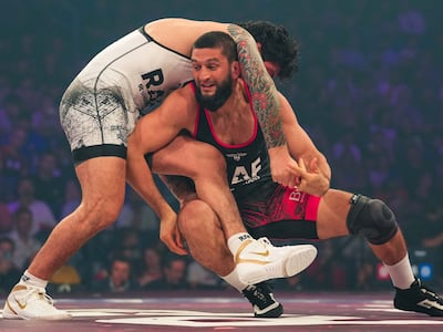 Khamzat Chimaev, right, will headline the first RAF Abu Dhabi event on November 14. Photo: RAF Abu Dhabi