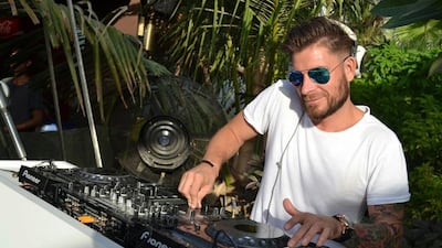 Resident DJ Adam Graca performs at Purobeach Urban Oasis at Conrad Dubai. Courtesy Purobeach Urban Oasis