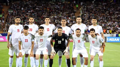 Iran players pose for a team picture before their World Cup qualification match against North Korea in June 2025. EPA