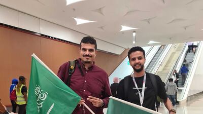 Abdul Hamam and Wael Dowairi are hoping for a Saudi Arabia win. Sarah Forster / The National