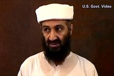 Osama bin Laden in a video filmed from the walled confines of his Pakistani hideout