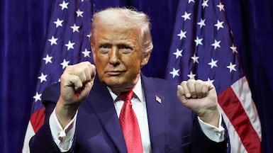 President Donald Trump addresses House Republicans on Tuesday. Reuters