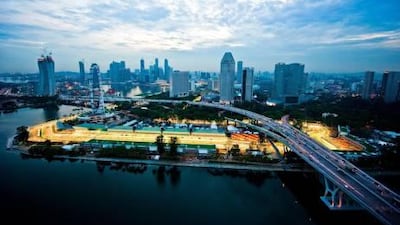 The Grand Prix F1 circuit in Singapore. Singapore Airlines is offering three-night packages with hotel accommodation, return flights and grandstand tickets. EPA