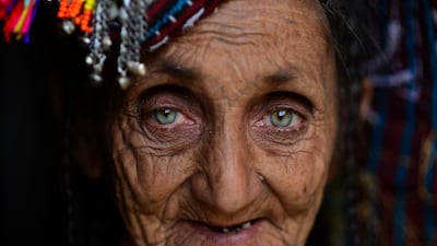 Portrait of Bibi Kai Kalash, a hotel owner from the Kalash Valley in Pakistan. Photojournalist Mobeen Ansari has photographed her often and says she has considered him an "adopted grandson". Mobeen Ansari