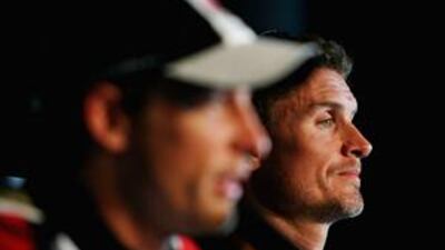 David Coulthard, right, with Jenson Button, says the Brawn driver has done an amazing job this season.