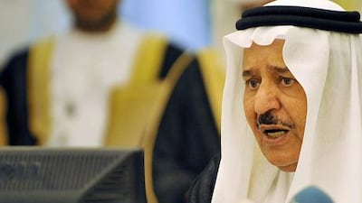 Saudi Crown Prince and Interior Minister Nayef bin Abdulaziz addresses a meeting of ministers from the six-nation Gulf Cooperation Council in the Saudi capital Riyadh on May 2, 2012. AFP