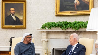 President Sheikh Mohamed with US President Joe Biden in the Oval Office on Monday. A joint statement from the two leaders made clear just how consequential the UAE-US partnership really is. Ryan Carter / UAE Presidential Court