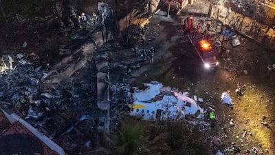 The wreckage of a plane that crashed with 61 people on board in Vinhedo, Sao Paulo state, Brazil, on August 9. AFP