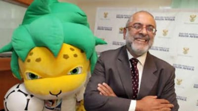 Yacoob Abba Omar, South Africa's ambassador to the UAE, with Zakumi, the official mascot of the 2010 Fifa World Cup.