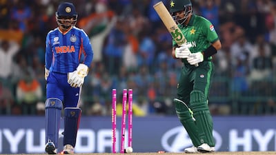 Pakistan opener Usman Khan took the attack to India but was stumped off the bowling of Axar Patel. Getty Images