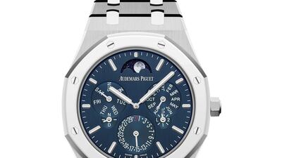 At Dubai Watch Week, see the timepiece that won top honours at the Grand Prix d’Horlogerie de Genève this year: the Audemars Piguet Royal Oak Selfwinding Perpetual Calendar Ultra-Thin. Photo: Denis Hayoun / diode SA / Audemars Piguet