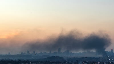 Smoke dominates the Johannesburg skyline. Mr Zuma was also jailed by South Africa's pre-1994 white minority rulers for his efforts to bring about legal equality for all citizens.