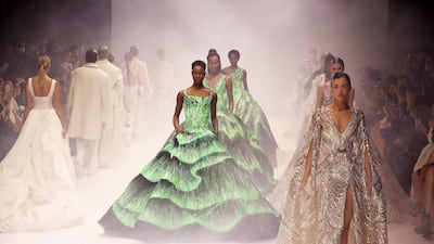 The closing looks during the Michael Cinco show during Arab Fashion Week 2022.