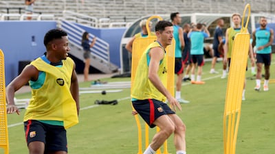 Robert Lewandowski during Barcelona's training session in Dallas, Texas, on Monday, July 25, 2022. EPA