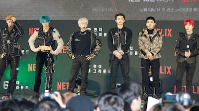 South Korean boy group Exo at the premiere of Netflix's '6 Underground' in Seoul, South Korea, on December 2, 2019. EPA