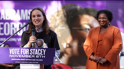 Actress Natalie Portman campaigns for Democratic candidate for governor of Georgia Stacey Abrams on November 5 in Savannah, Georgia. Getty / AFP
