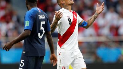 Peru's Paolo Guerrero reacts. Darren Staples / Reuters