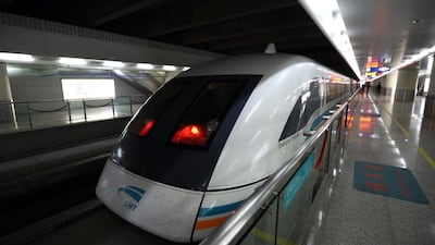 A maglev train at a platform in Shanghai Pudong Airport. Tomohiro Ohsumi / Bloomberg