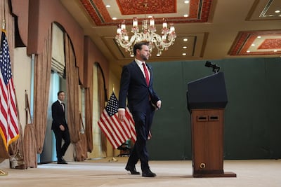 US Vice President JD Vance and envoy Jared Kushner arrive for a news conference after a meeting with representatives from Iran in Islamabad. Getty Images