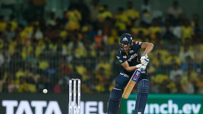 Gujarat Titans captain Shubman Gill plays a shot. AP