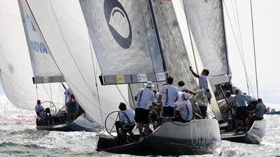 Yesterday saw the first real stiff breeze in Dubai, allowing some competitive sailing.