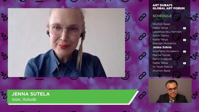 Jenna Sutela speaks to Shumon Basar during Global Art Forum 2020