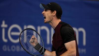 Andy Murray reacts after scoring a point against Stan Wawrinka in Antwerp on Sunda. AP