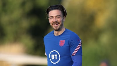 Jack Grealish looks on during a training session at Tottenham Hotspur Training Centre in Enfield, England. All photos by Getty