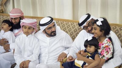 Sheikh Mohammed bin Rashid, Vice President and Ruler of Dubai, and Sheikh Mohammed bin Zayed, Crown Prince of Abu Dhabi and Deputy Supreme Commander of the Armed Forces, visited Ras Al Khaimah on Monday to offer condolences to the family of Ali Al Shehhi, who died serving his country in Yemen. Mohamed Al Suwaidi / Crown Prince Court Abu Dhabi