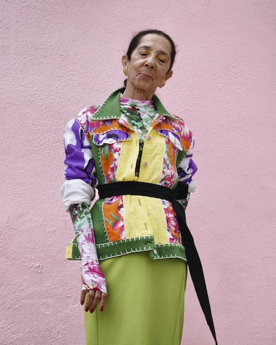 The designer's grandmother, Hoda, poses for the campaign. Courtesy Aly Saab