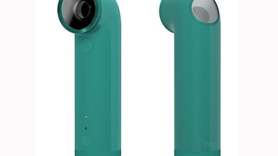 The HTC RE camera has a sensor in the grip so it turns on simply by being grabbed. Courtesy HTC