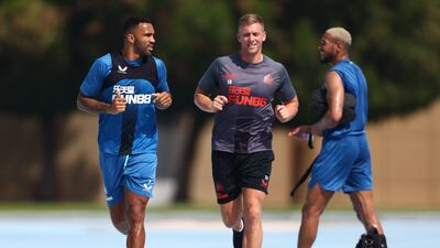 Newcastle striker Callum Wilson, left, is continuing his comeback from injury out in the UAE.