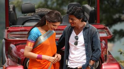 Deepika Padukone and Shah Rukh Khan in Chennai Express. Courtesy Red Chillies Entertainment