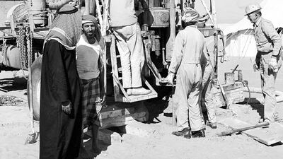 Drilling for water at Zarrarah oilfield, circa 1969. Today, Adnoc employs more than 50,000 people, with over 100 nationalities represented. Courtesy Adnoc Drilling