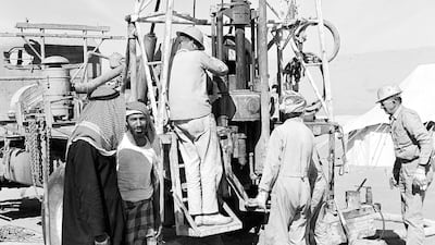 Drilling for water at Zarrarah oilfield, circa 1969. Today, Adnoc employs more than 50,000 people, with over 100 nationalities represented. Courtesy Adnoc Drilling