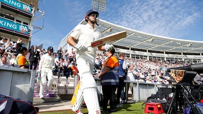 England's Alastair Cook leads out teammate Keaton Jennings to open the batting during play on the first day of the foruth test against India at the Ageas Bowl in Southampton. AP Photo